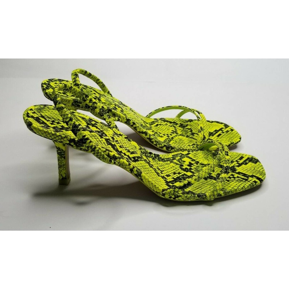 Sold! ✔Zara Lime Green Neon Heeled Sandals - Picture 1 of 7